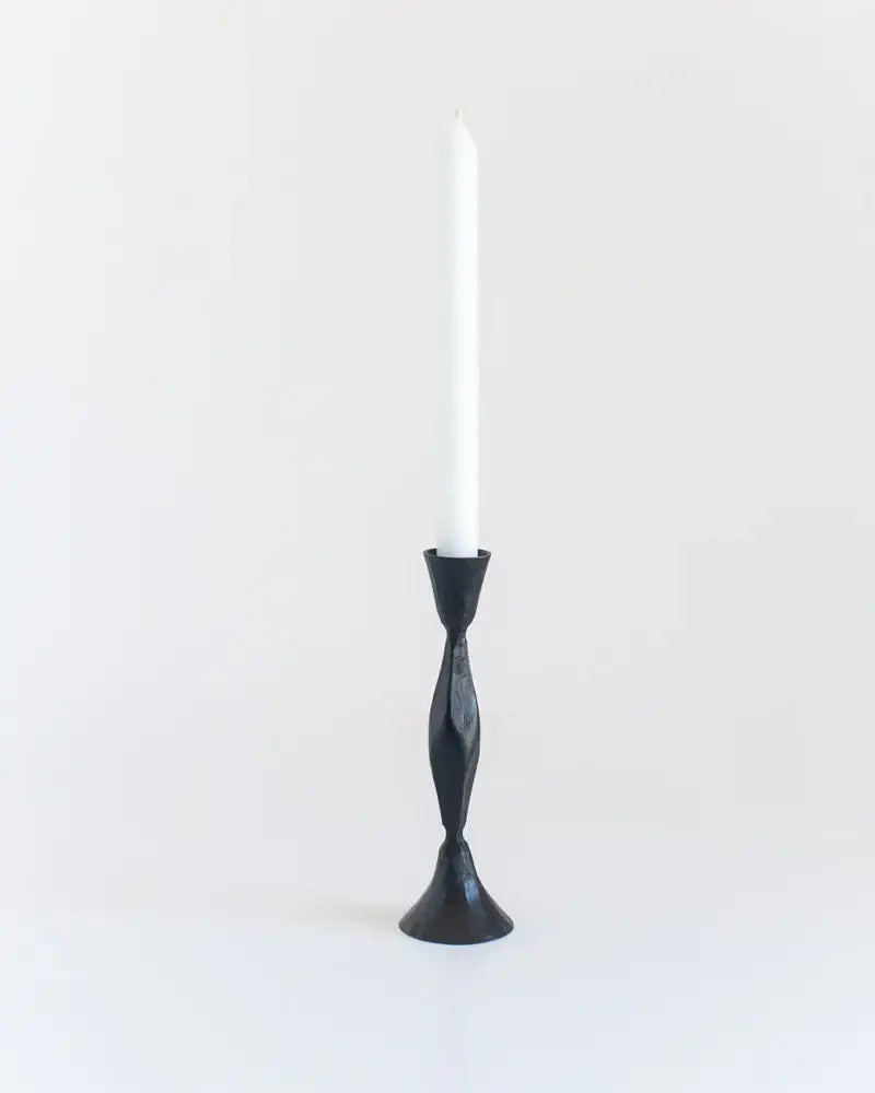High Diamond Hand-Forged Iron Candle Stand: Black