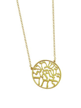 Load image into Gallery viewer, Cut Out Shema blessing necklace: Yellow Gold Dipped
